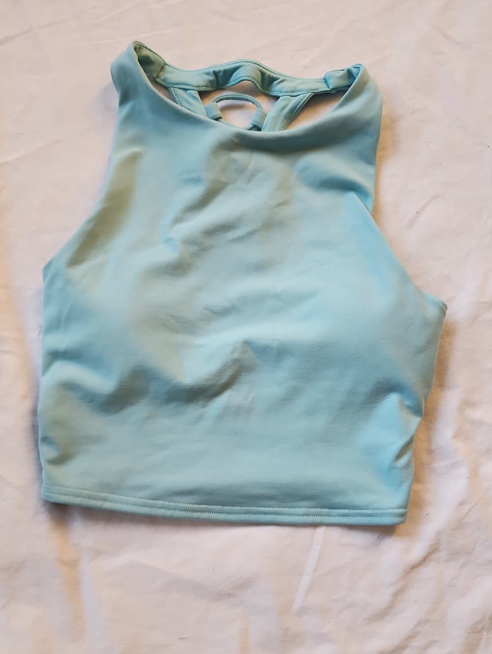 ALO Yoga Sky Blue High Neck Crop Tank with Keyhole Back Small